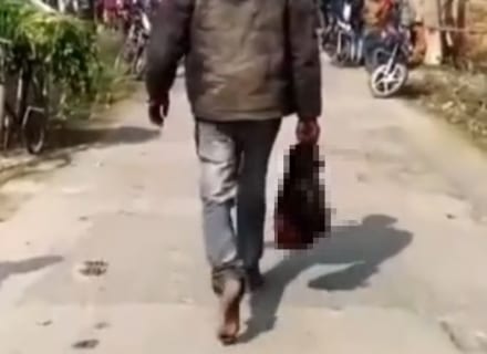 【閲覧注意】インド人男性が妻の頭を切断、生首を持って警察署に出頭（動画あり）