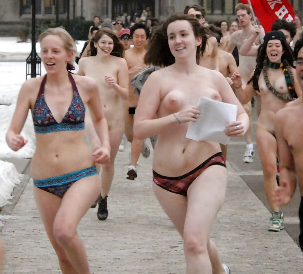 Nude polar bear plunge