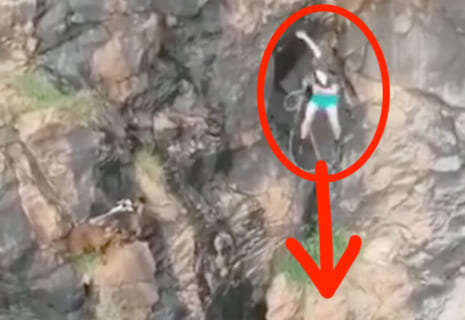 【閲覧注意】崖のヤギを撮影してたドローン、少女が転落死する瞬間を偶然撮影してしまう