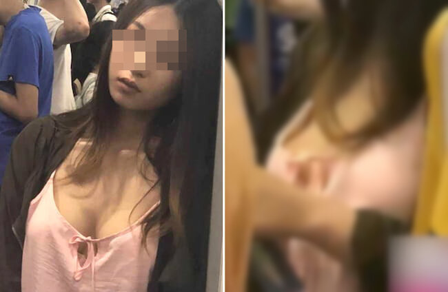 【ガチ盗撮】 地下鉄で乳首が見えそうで見えない女の子、見つかる…（動画あり）